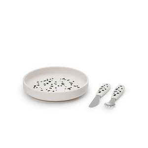 Silikonový talíř s příborem Elodie Details | Dalmatian Dots