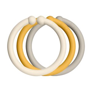 BIBS Loops kroužky 12 ks | Ivory/Honey Bee/Sand