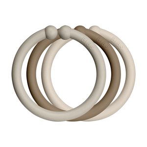 BIBS Loops kroužky 12 ks | Sand/Dark Oak/Vanilla