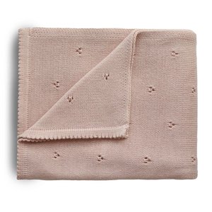 Pletená dětská deka Mushie z organické bavlny | dírkovaná Blush