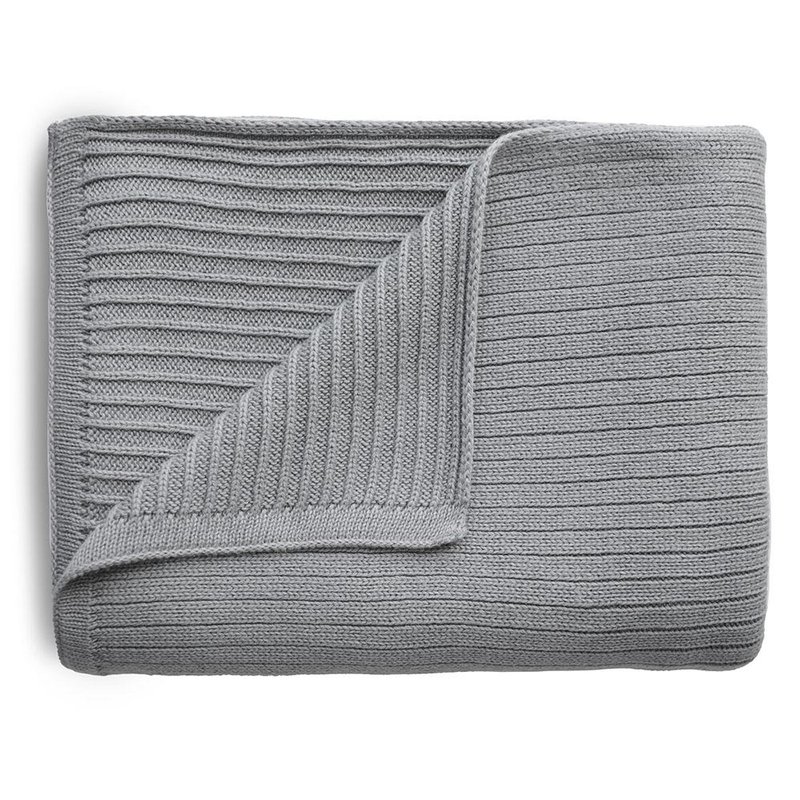 Mushie Pletená dětská deka z organické bavlny | proužkovaná Gray