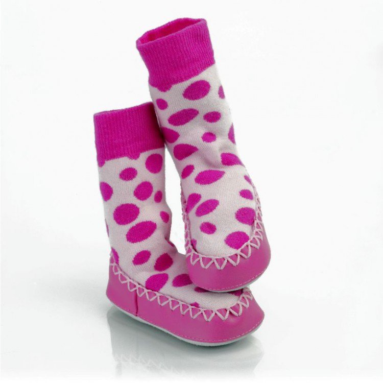 Sock Ons Dětské bačkůrky ponožkové Mocc Ons | Puntíky - 6-12 měsíců