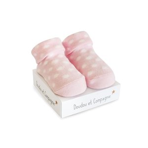 DouDou et Compagnie Ponožky pro miminko | růžové s puntíky