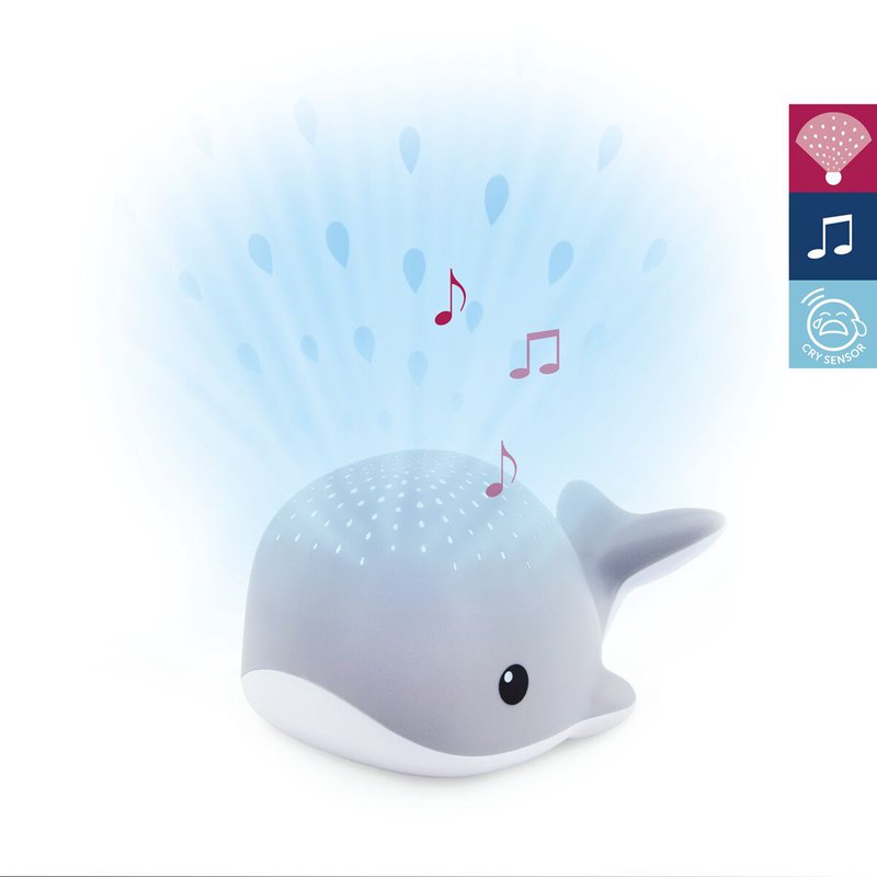 Zazu Velryba WALLY - noční projektor s melodiemi | šedá
